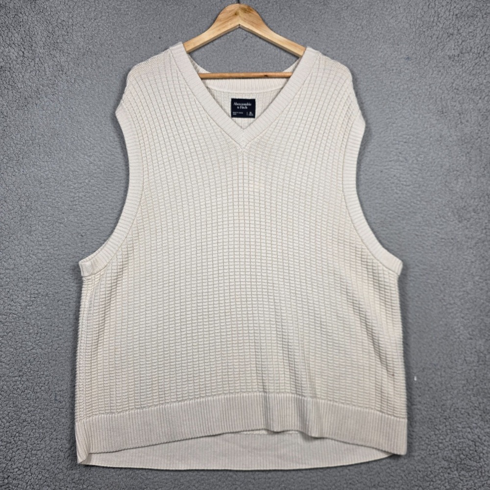Abercrombie & Fitch Sweater Vest Mens Size XL Heavyweight Waffle V Neck Loose NW